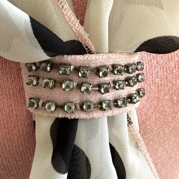 Pink Sweater with Attached Polka Dot Scarf - - Picture 3 of 6